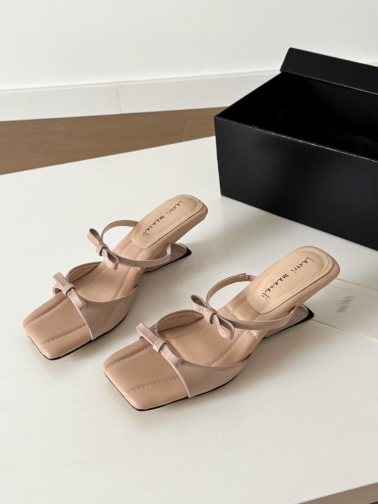 Karin Luna Hot Item Hot Item Self-Flow Square-Toe Irregular Heel Slippers