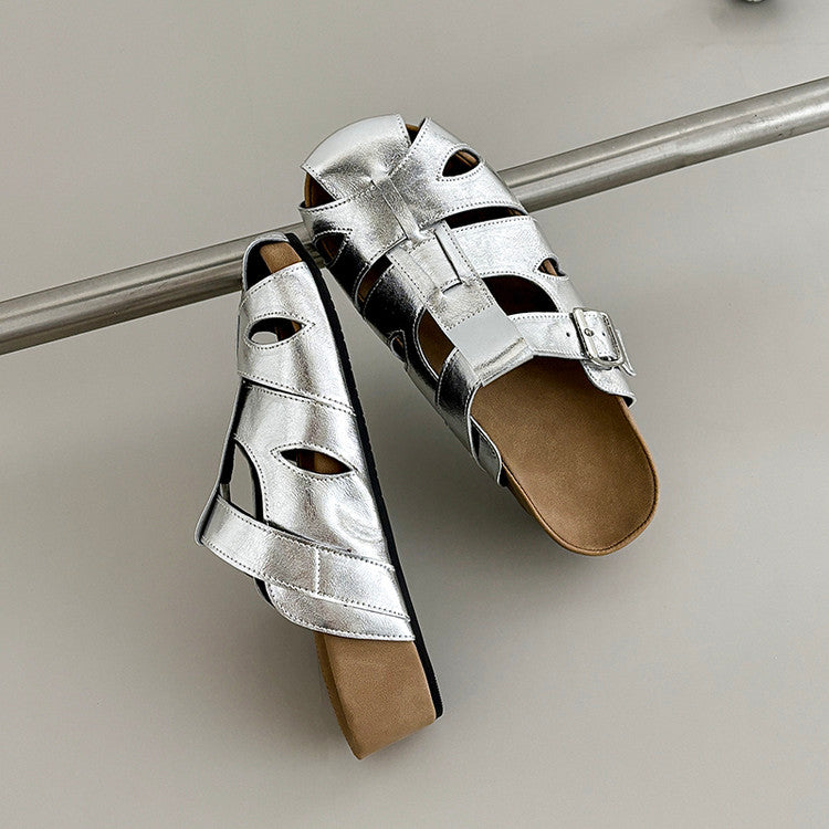 Karin Luna Full Layer Inside and Out~Basic Versatile Perforated Round Toe Birkenstock Slippers