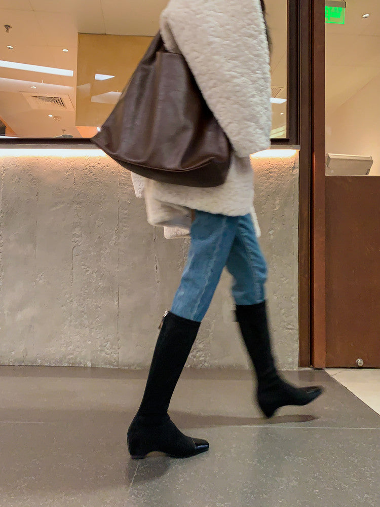 Karin Luna In Stock In Stock Patchwork Long Boots Elegant Versatile