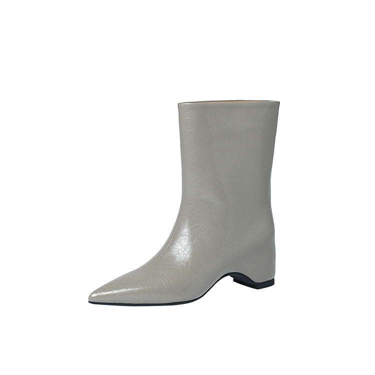 Karin Luna Elegant Pointed Toe Hidden Wedge Short Boots