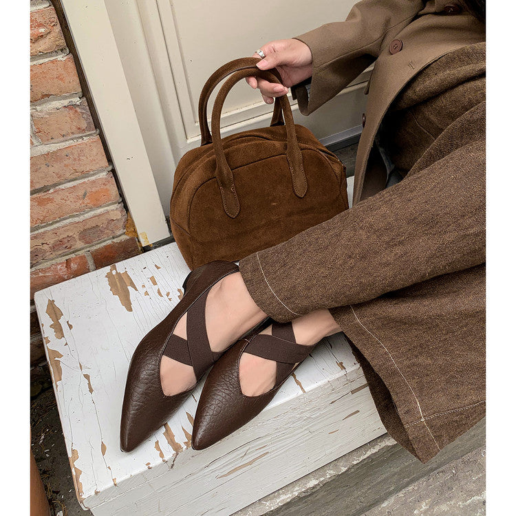 Karin Luna In Stock  Spot Goods  a Large Number of Spot Goods Pointed Toe Cross Strap Hidden Wedge Shoes