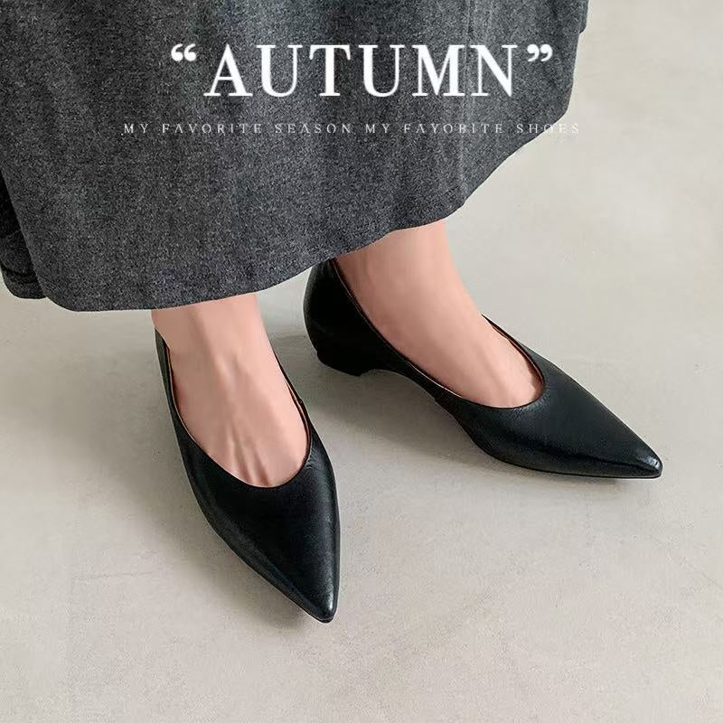 Karin Luna Full Layer Inside and Out~Basic Versatile Retro French Pointed Toe Irregular Heel Single Shoes