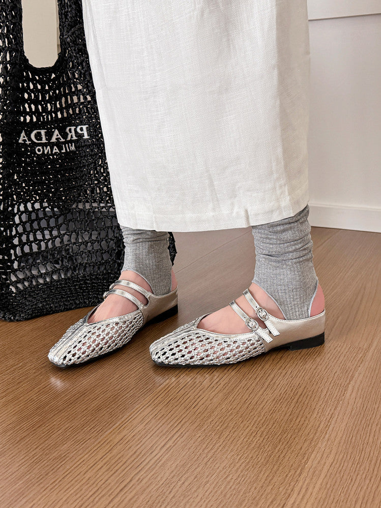 Karin Luna In Stock Spot Goods Hollow Woven One-Strap Closed-Toe Slippers
