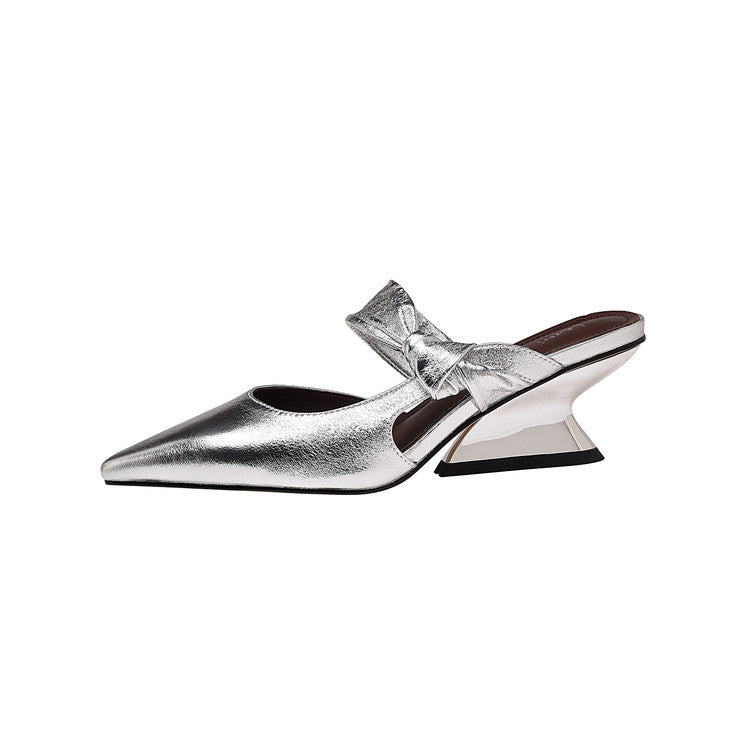Karin Luna In Stock Spot Goods  Pointed Toe Irregular Heel Elegant Retro Strap Slippers