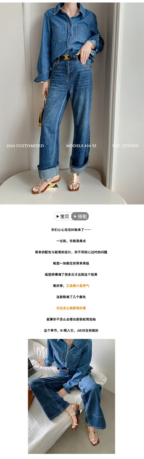 Karin Luna Hot-Selling Fasteners  Irregular Heel Open-Toe Sandals