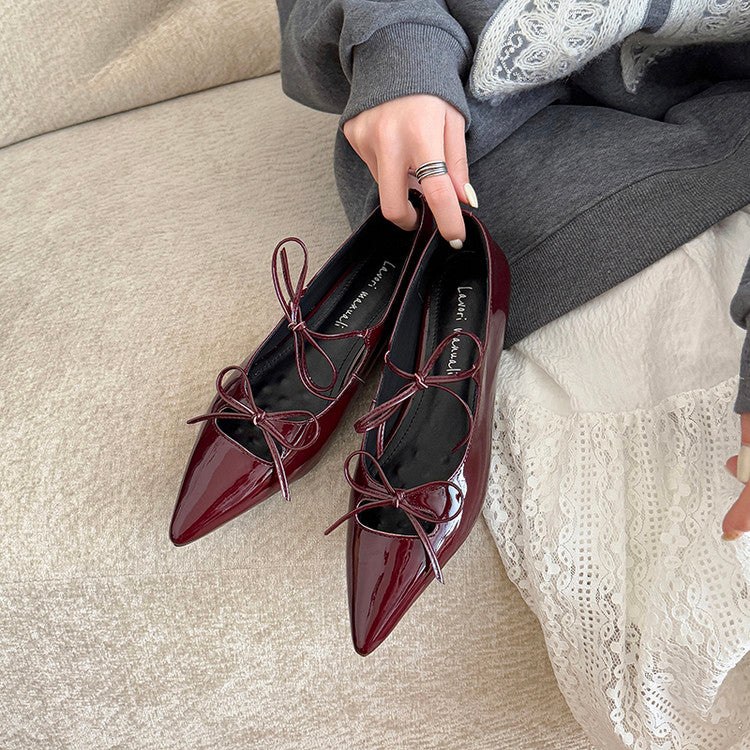 Karin Luna In Stock Spot Goods  Hot-selling Element Bowknot Square Toe Pointed Toe Single Shoes