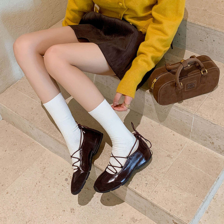 Karin Luna Basic Versatile British Style Casual Lace-up Flats