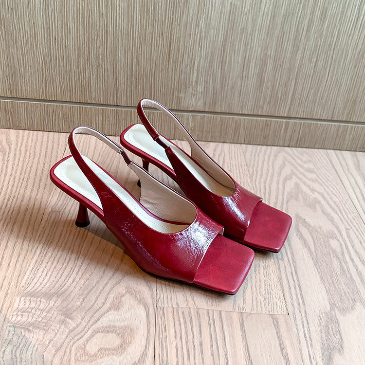 Karin Luna Classic Style Square Toe Open Toe French Retro Sandals