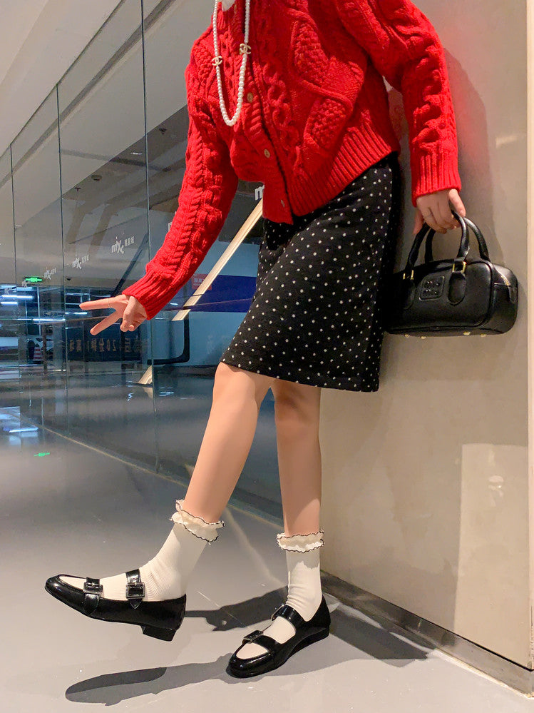 Karin Luna In Stock Spot Goods One-Strap Height-Increasing Belt Buckle Single Shoes