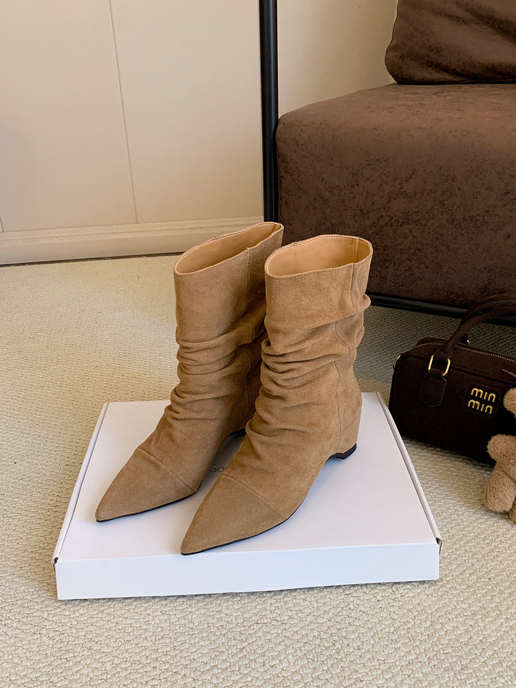 Karin Luna Data Hot-Selling Pointed Toe Slouchy Matte Western Short Boots