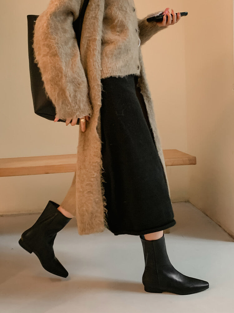 Karin Luna Mid-Calf Small Square Toe Heel Suede Fashion Boots