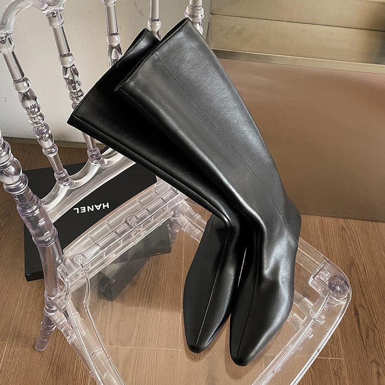 Karin Luna In Stock  In-stock Square Toe Straight Slip-on Long Boots