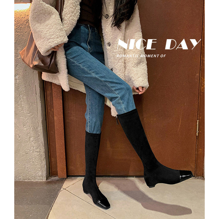 Karin Luna In Stock In Stock Patchwork Long Boots Elegant Versatile
