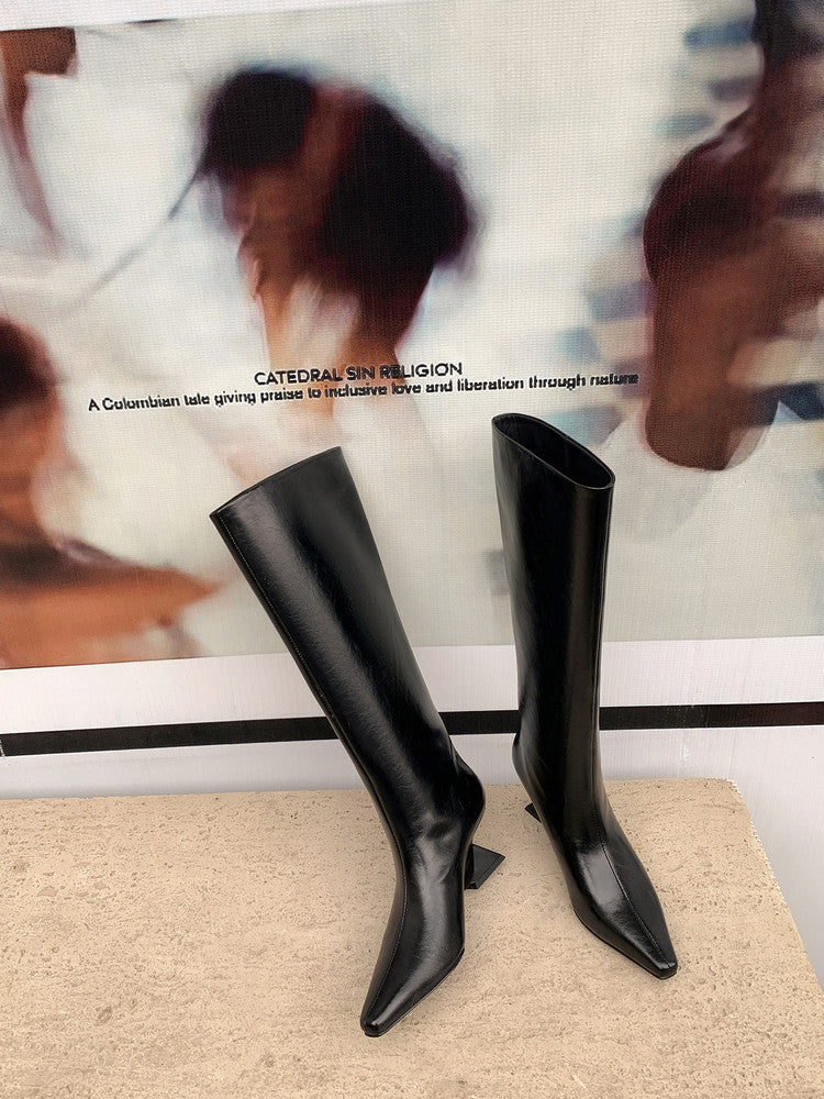 Karin Luna European and American Style Unisex Square-Toed Long Boots