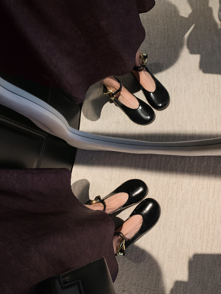 Karin Luna Big Hit Extremely purple~ Slimming V Detachable Two-Way Wear da Brand Height-Increasing Mary Jane Flats