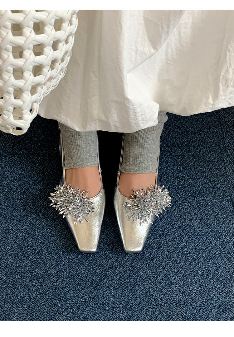 Karin Luna Brilliant Fireworks~Elegant Square-Toed Closed-Toe Chunky Heel Sandals
