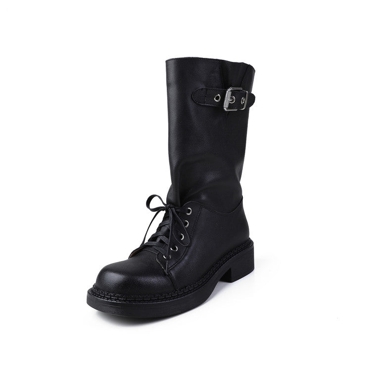 Karin Luna Bestseller Large Tube Thick Sole Martin Boots with Belt Buckle