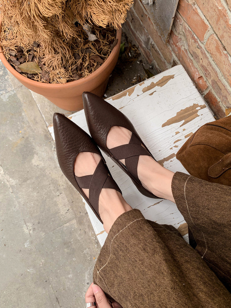Karin Luna In Stock  Spot Goods  a Large Number of Spot Goods Pointed Toe Cross Strap Hidden Wedge Shoes