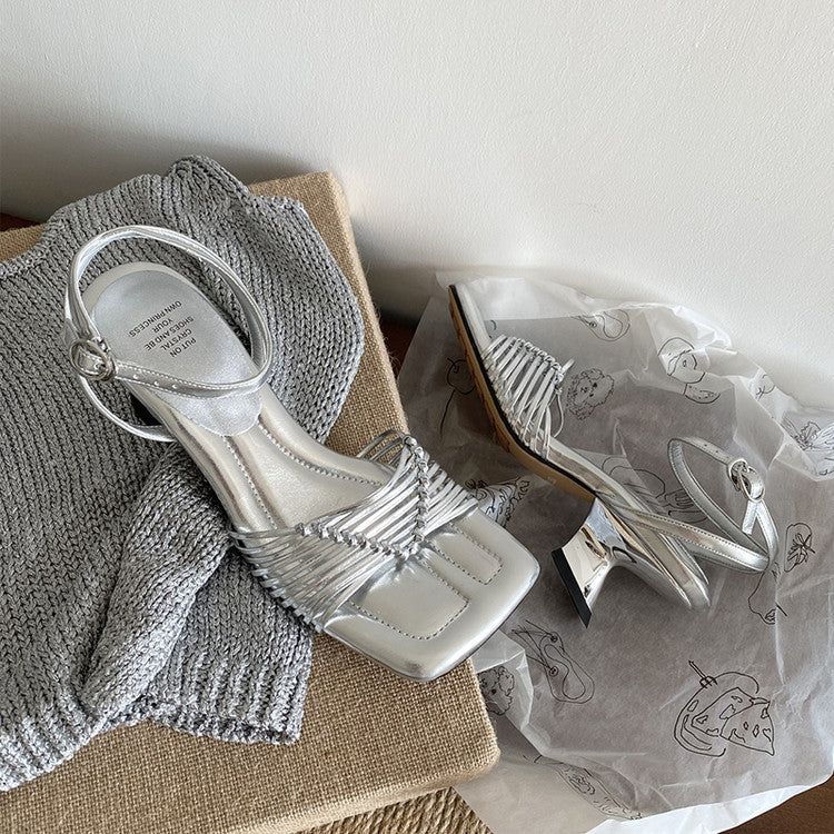 Karin Luna Data Hot Item  Comes with data plan included Hand-woven Square Toe Sofa Insoles Irregular Heel Sandals