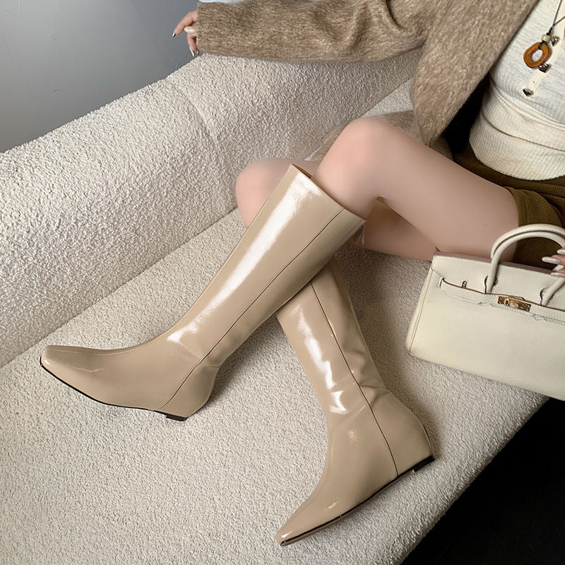 Karin Luna Minimalist Style Square-Toe Hidden Heel Long Boots