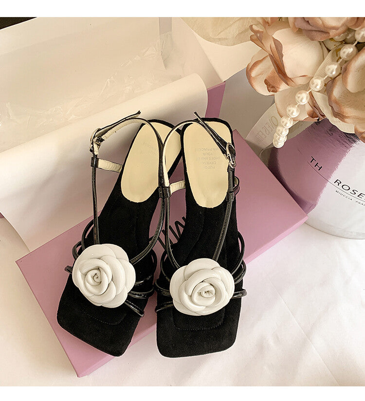Karin Luna Exquisite Camellia ~French Retro Open-Toe Sandals