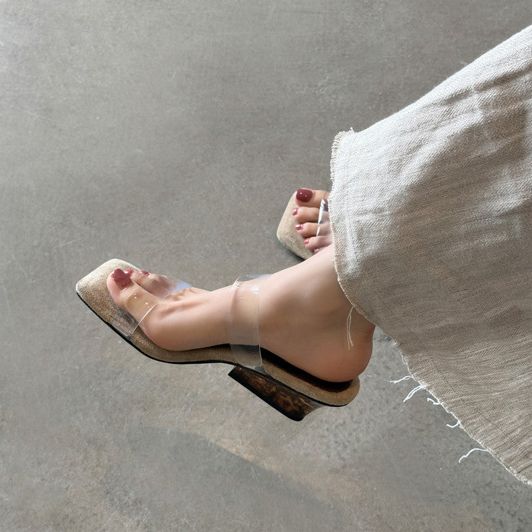 Karin Luna Hot-Selling Amber Element~Spot Goods Spot Goods Transparent tpu   Minimalist Square-Toed One-Strap Slippers