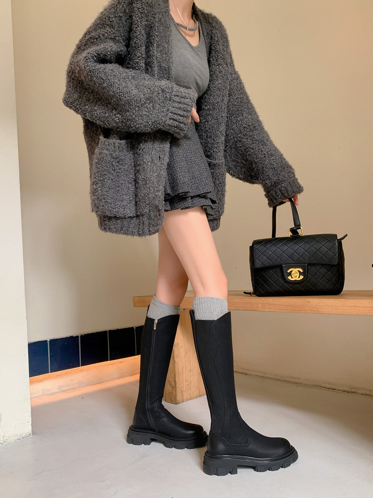 Karin Luna In Stock Versatile Irregular Stretch Fabric Long Boots