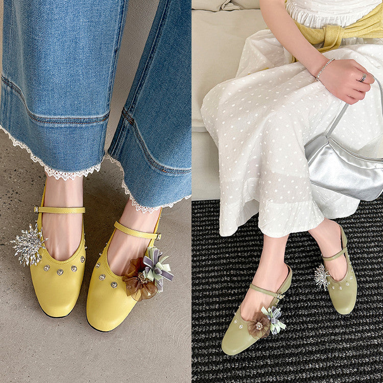 Karin Luna In Stock Spot Goods  Full-grain leather inside and out  Ultra Exquisite Round Toe Hidden Heel Closed-Toe Slippers