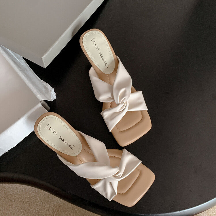 Karin Luna In Stock Spot Goods Sheepskin Version~ Cross Strap Square Toe High Heel Slippers