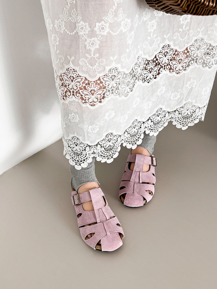 Karin Luna Full Layer Inside and Out~Basic Versatile Perforated Round Toe Birkenstock Slippers