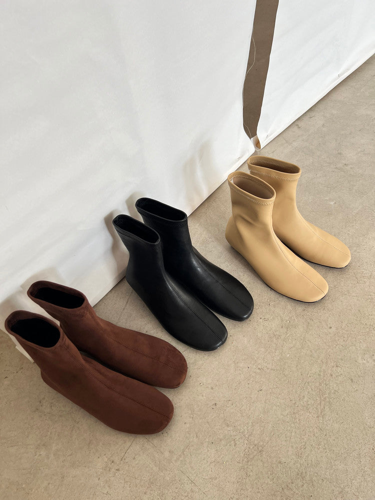 Karin Luna In Stock Spot Goods Round Toe Basic Stretch Slim Short Boots