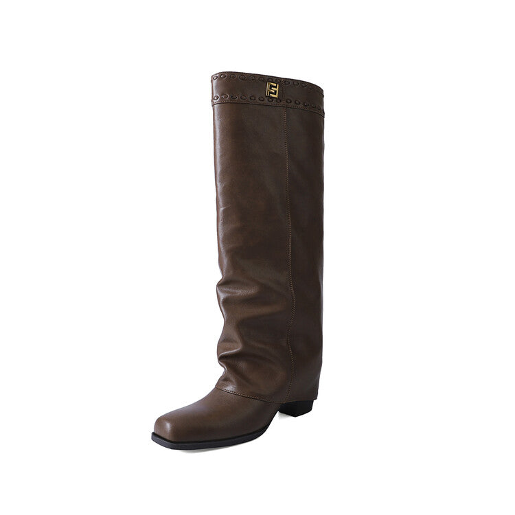 Karin Luna cool girl Stylish and Sweet Square-Toe Booties
