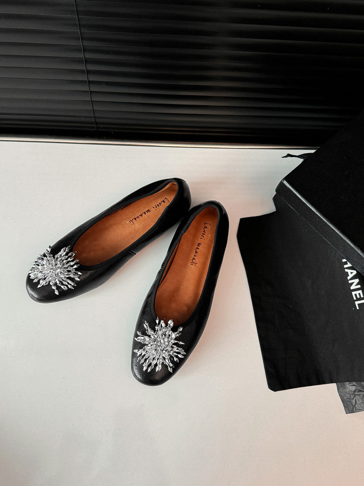 Karin Luna Full Leather Inside and Out~Gorgeous Fireworks Flat Granny Shoes