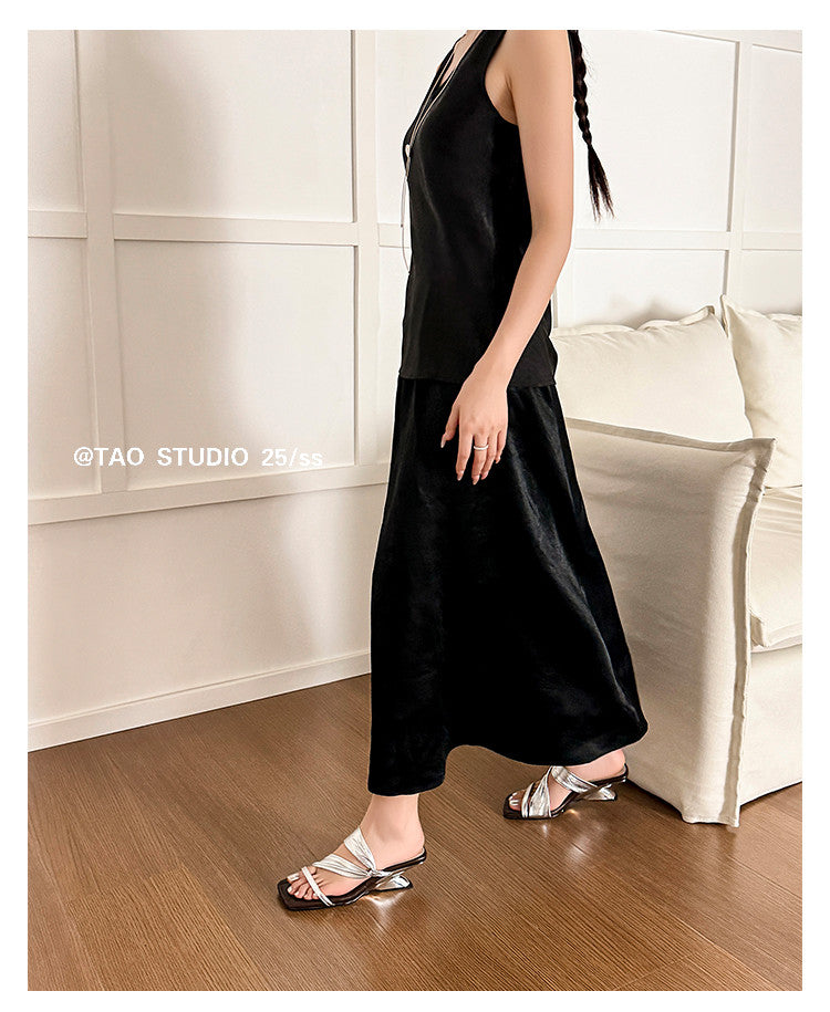 Karin Luna In Stock Spot Goods Minimalist Style Square-Toed Irregular Heel Slippers