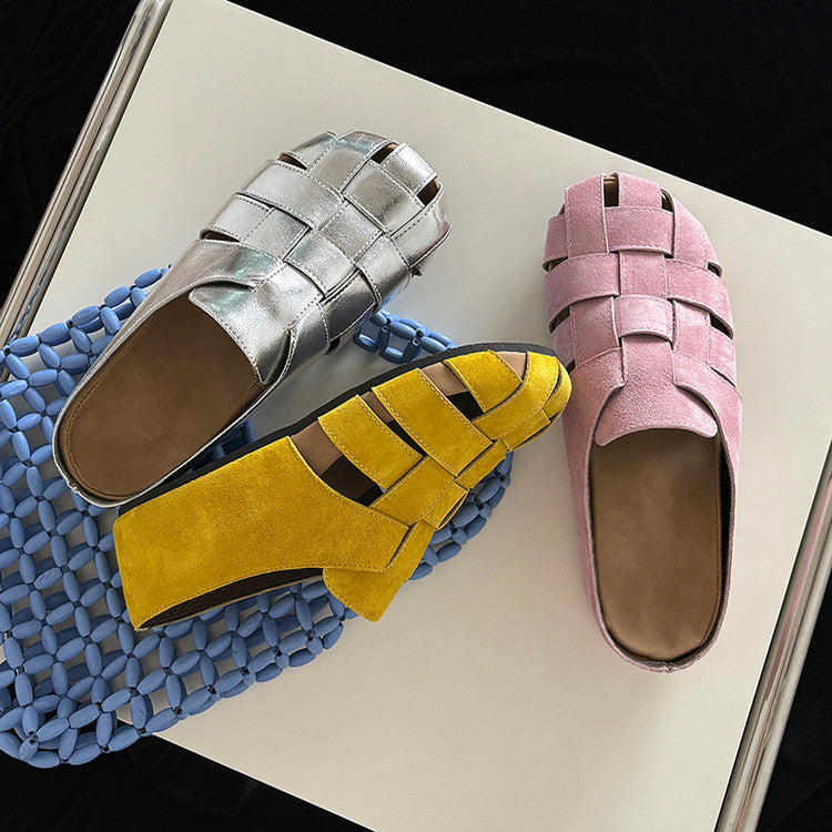 Karin Luna Full Layer Inside and Out~Basic Versatile Perforated Round Toe Birkenstock Slippers