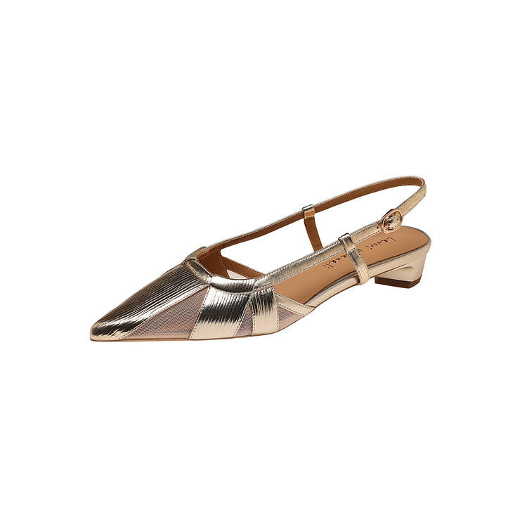 Karin Luna In Stock Spot Goods  Mesh Patchwork Pointed Toe Elegant Closed-Toe Sandals