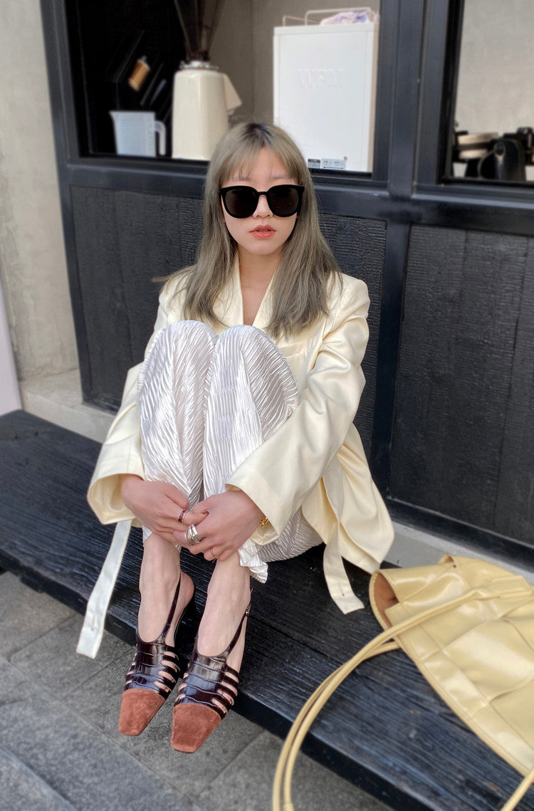 Karin Luna In Stock Spot Goods   French Retro Small Square Toe Closed-Toe Elegant Closed-Toe Sandals