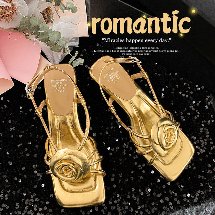 Karin Luna Exquisite Camellia ~French Retro Open-Toe Sandals