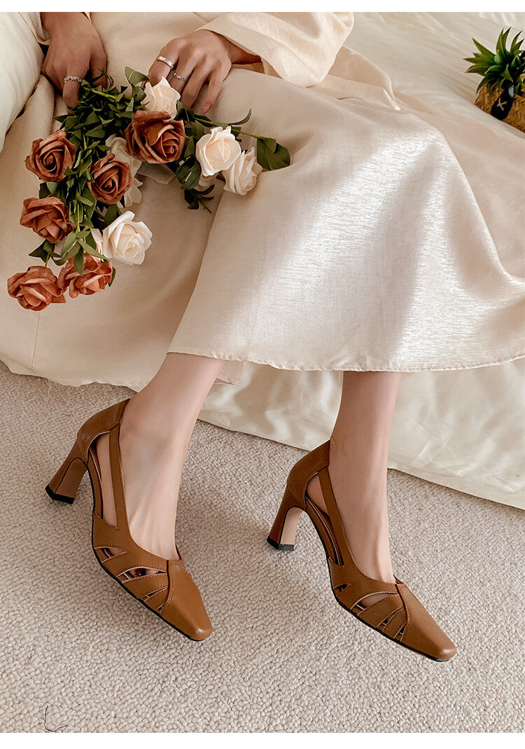 Karin Luna Hot-Selling Retro Big Item Big Goods Available for sale all seasons French-style Hollow Out Single Shoes Full leather inside and out