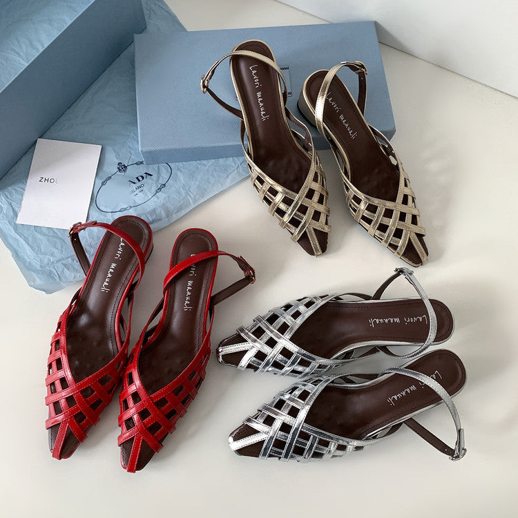 Karin Luna Braided Style ~Cross-woven Pointed Toe Closed-toe Sandals
