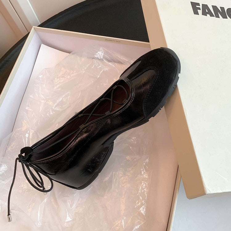 Karin Luna Basic Versatile British Style Casual Lace-up Flats