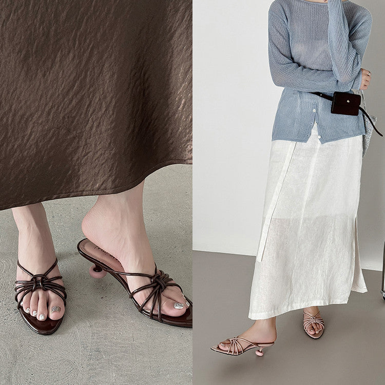 Karin Luna In Stock In Stock  In Stock Round Toe Cross Hollow Round Toe Stiletto Slippers