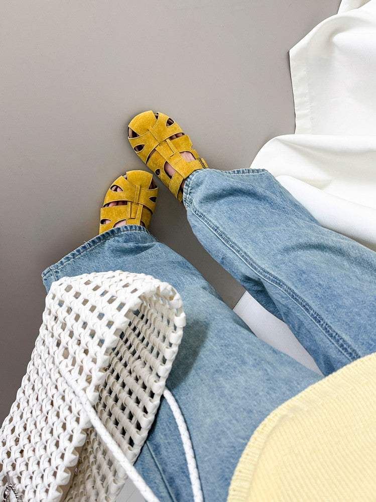 Karin Luna Full Layer Inside and Out~Basic Versatile Perforated Round Toe Birkenstock Slippers