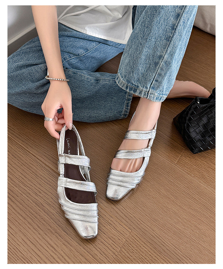 Karin Luna In Stock In Stock Minimalist Soft Upper Small Square Toe Chunky Heel Sandals