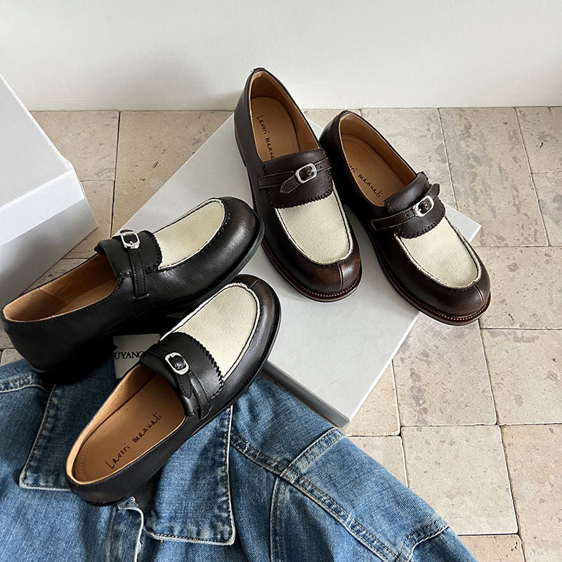 Karin Luna Casual Shoes Series~  In stock Classic color-blocking British style deep-mouth single shoes
