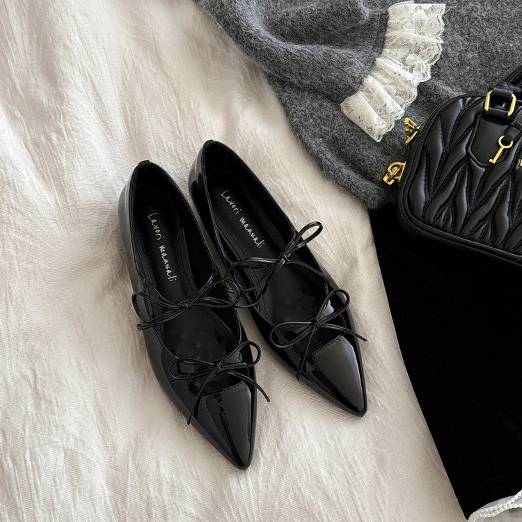 Karin Luna In Stock Spot Goods  Hot-selling Element Bowknot Square Toe Pointed Toe Single Shoes