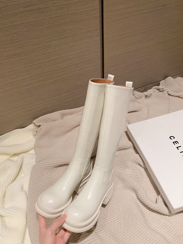 Karin Luna In Stock Spot Goods  Always in stock  Classic Basic Style Round Toe Thick Sole Knight Boots