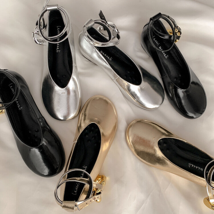 Karin Luna In Stock Large Stock Main Promotion  Two-Way Wear Height-Increasing Retro Gold Buckle Mary Jane Shoes