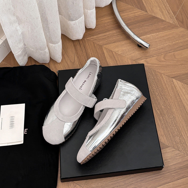 Karin Luna Casual Shoes Series~  In Stock In Stock Magic Tape Round Toe Internal Height Increase Single Strap Flats