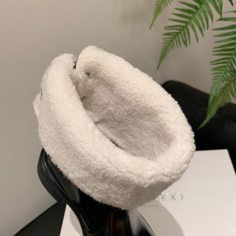 Karin Luna Classic Basic Style   Convertible Foldable Hidden Buckle Snow Fur Shoes Full cowhide Basic Flat Short Boots
